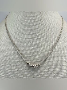 Italy 925 Sterling Silver Snake Chain Silver Beaded Dainty Trendy Necklace